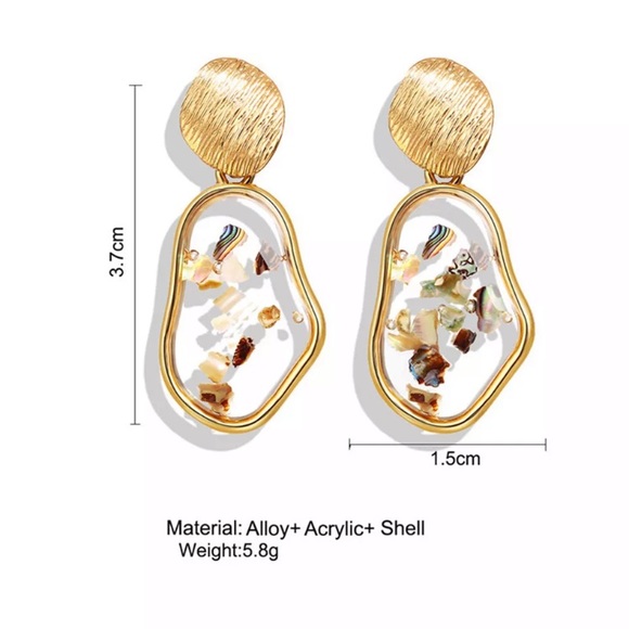 Gold Acrylic Shell Earrings - Picture 4 of 5